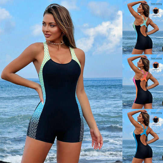 Damen Stilvoller Schwimmanzug mit V-Ausschnitt R&B