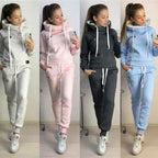 Damen Sportliches Hoodie-Set mit bequemer Passform und elastischen Hosen R&B