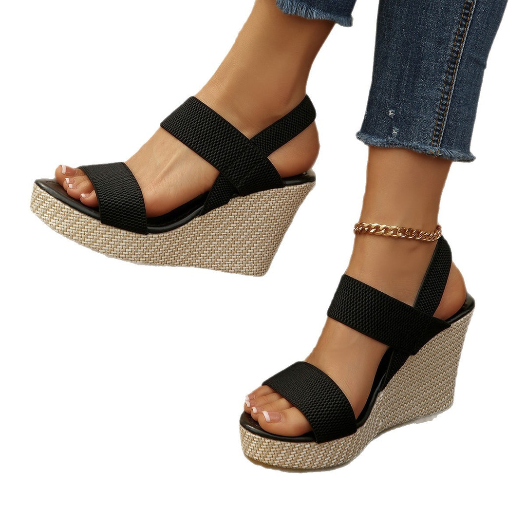 Damen Wedge-Sandalen mit elastischen Riemen und modischem Plateau R&B