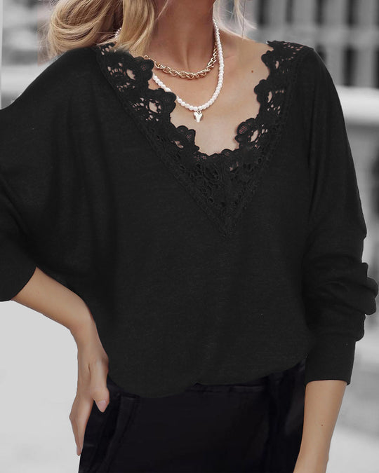Damen Pullover mit eleganter Spitze und lässigem Schnitt R&B