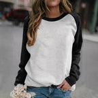 Damen lässiger Raglan-Pullover aus weichem Baumwollmix mit Rundhalsausschnitt R&B