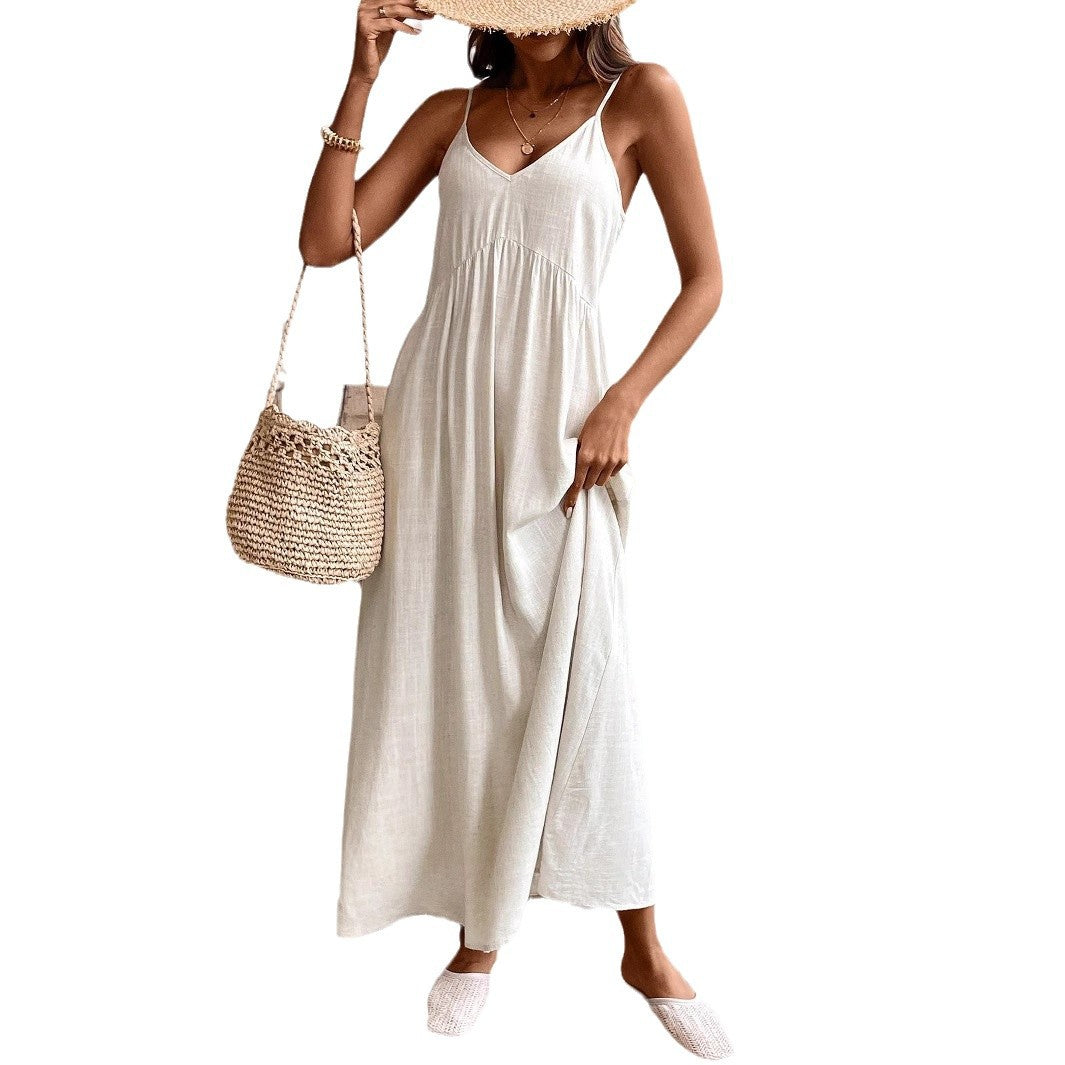 Damen Maxikleid mit feinen Trägern und fließendem Schnitt R&B