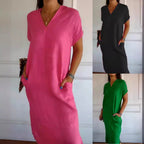 Damen luftiges Leinenkleid mit praktischen Seitentaschen R&B