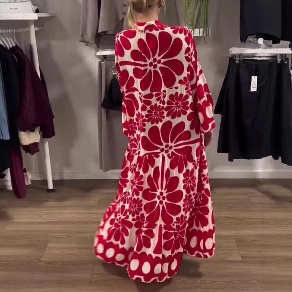 Damen Maxikleid mit floralem Muster und weitem Schnitt R&B