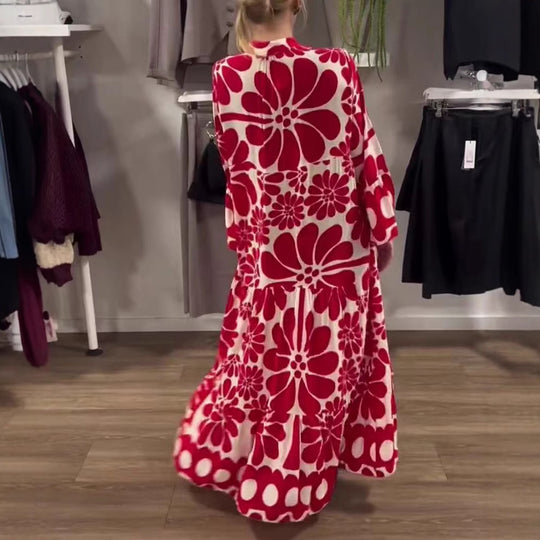Damen Maxikleid mit floralem Muster und weitem Schnitt R&B