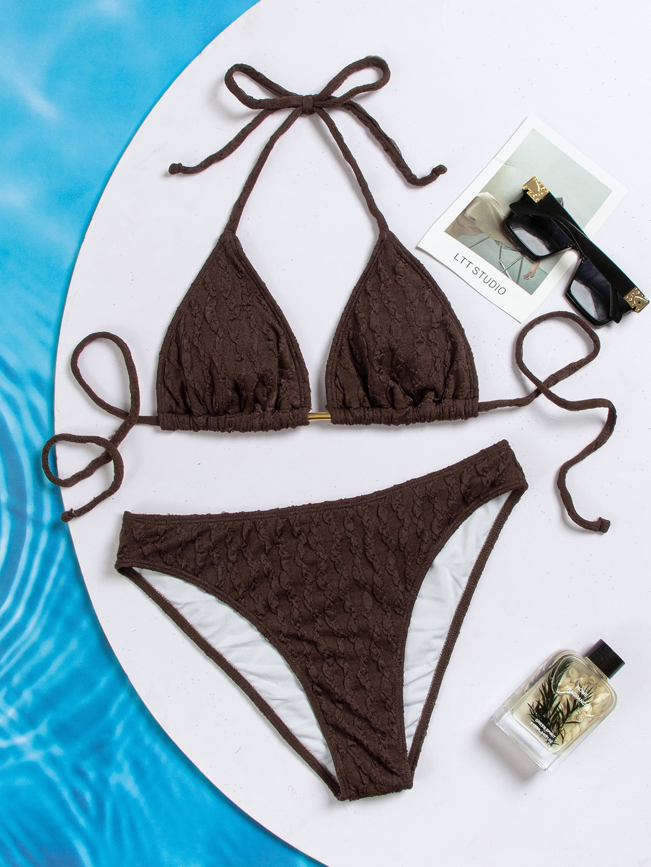 Damen Triangel-Bikini mit raffiniertem Strukturdesign und verstellbaren Trägern R&B