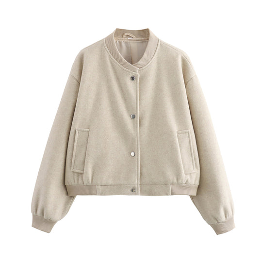 Damen lässige Oversize-Jacke mit Knopfverschluss R&B