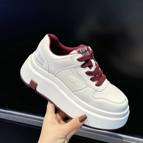 Damen Chunky Sneaker mit hoher Plattform und atmungsaktiver Obermaterialstruktur R&B