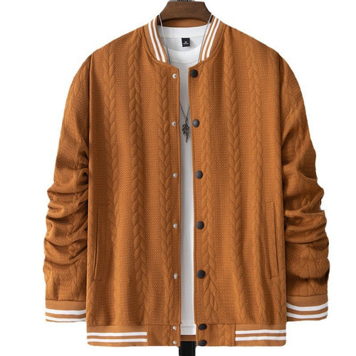 Herren sportliche Collegejacke mit strukturierter Oberfläche und modernen Kontraststreifen R&B