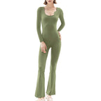 Damen figurbetonter Jumpsuit mit langen Ärmeln und Skulptur-Details R&B