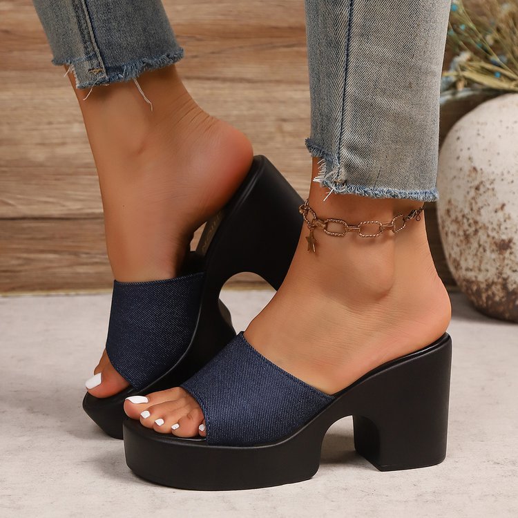 Damen Chunky Plattform-Sandalen mit modischem Design und erhöhtem Blockabsatz R&B
