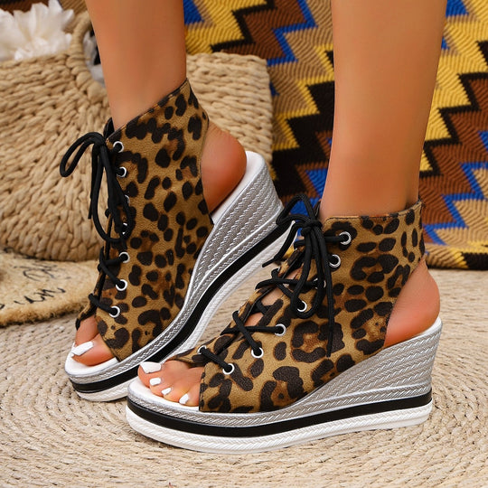 Damen Sportliche Plateau-Sandalen mit seitlichem Schnürdesign R&B