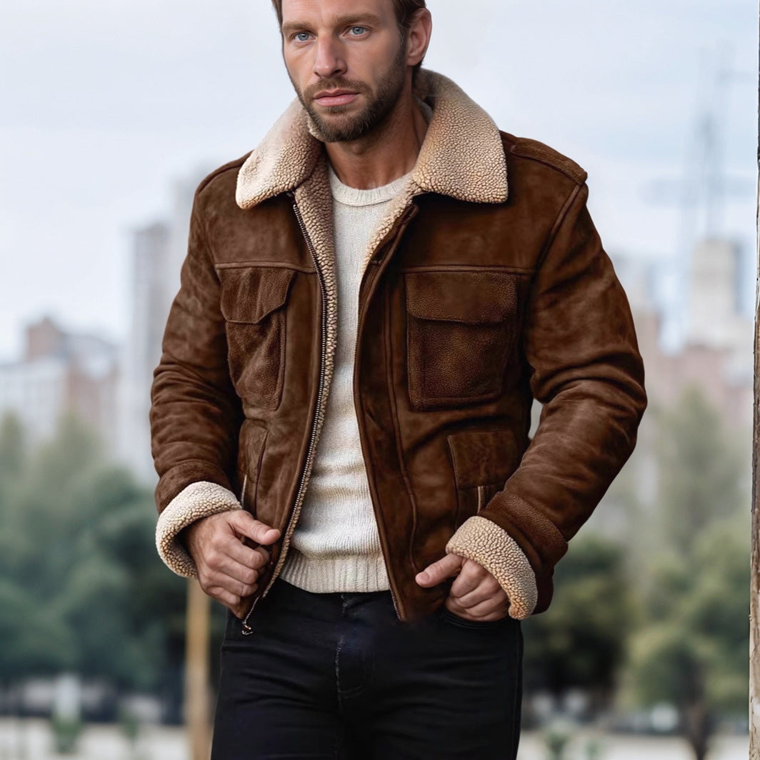 Herren jacke mit warmem Sherpa-Futter und praktischen Taschen R&B