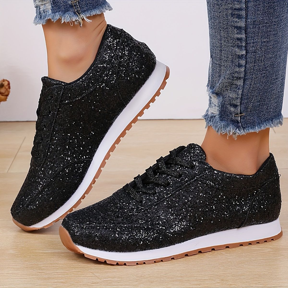 Damen Glitzernde Freizeitschuhe mit rutschfester Sohle und gepolstertem Fußbett R&B