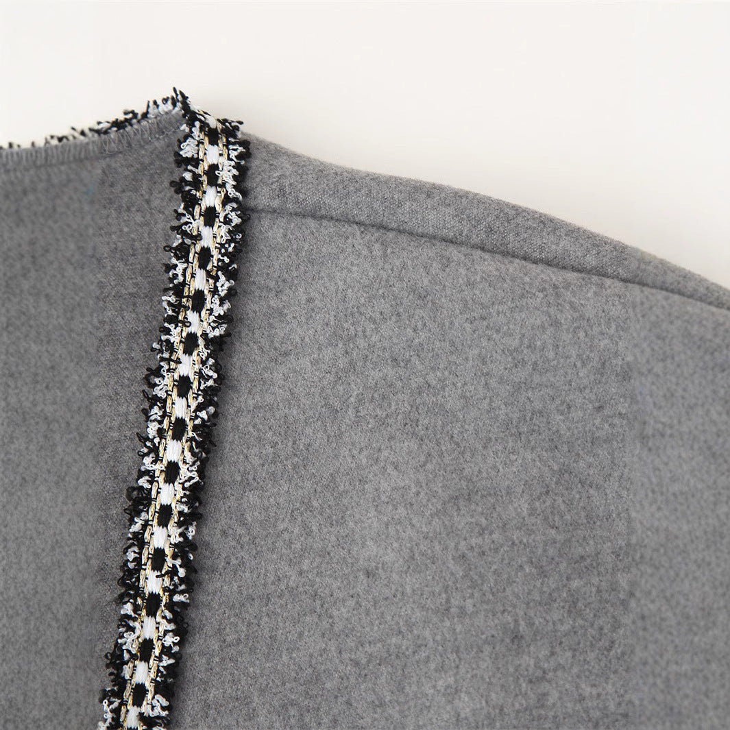 Damen elegante Wickeljacke mit kontrastierenden Verzierungen R&B