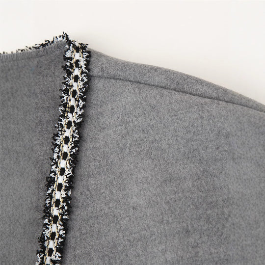 Damen elegante Wickeljacke mit kontrastierenden Verzierungen R&B