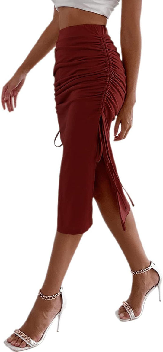 Damen Raffungssüskirt mit seitlichem Schlitz und verstellbarem Kordelzug R&B