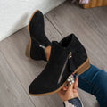 Damen Modische Stiefeletten mit seitlichem Reißverschluss und eleganter Perlenapplikation R&B
