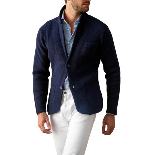 Herren modern geschnittener Strickmantel mit komfortablem Kragen und praktischen Taschen R&B