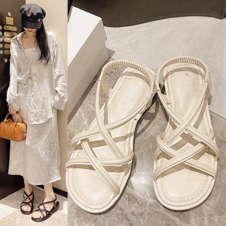 Damen Riemensandalen mit flexiblem Gummizug und geschlungenem Design R&B