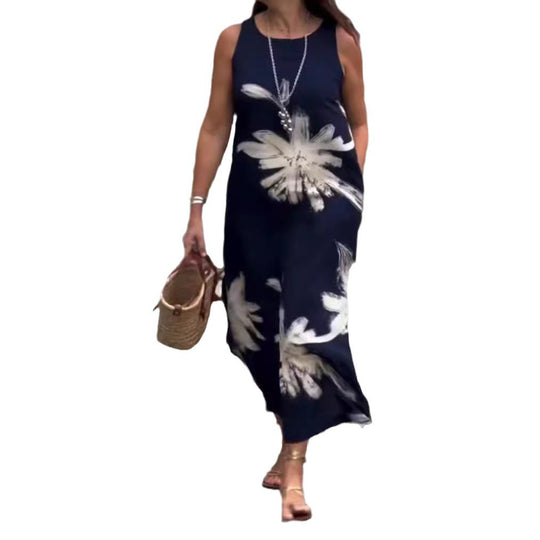 Damen Maxikleid mit floralem Design und seitlichen Taschen Heidi-Mode