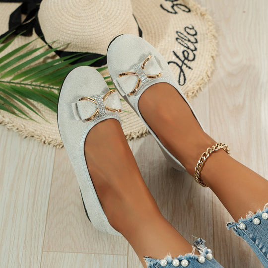 Damen elegante Ballerinas mit funkelndem Schleifen-Detail R&B