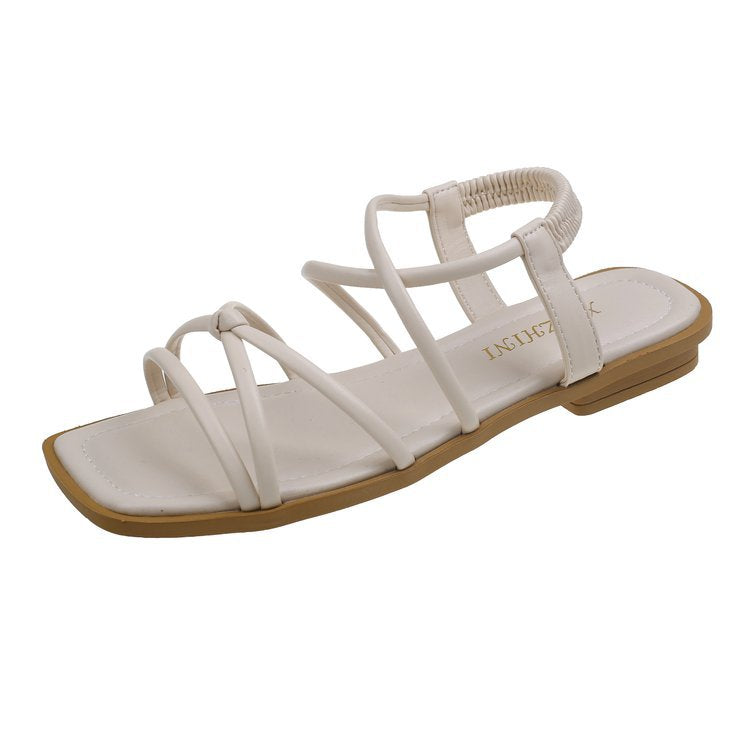 Damen Flache Riemchen-Sandalen mit elastischen Straps R&B