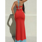 Damen Maxi-Kleid mit raffiniertem Drapierungsdesign und seitlichem Schlitz R&B