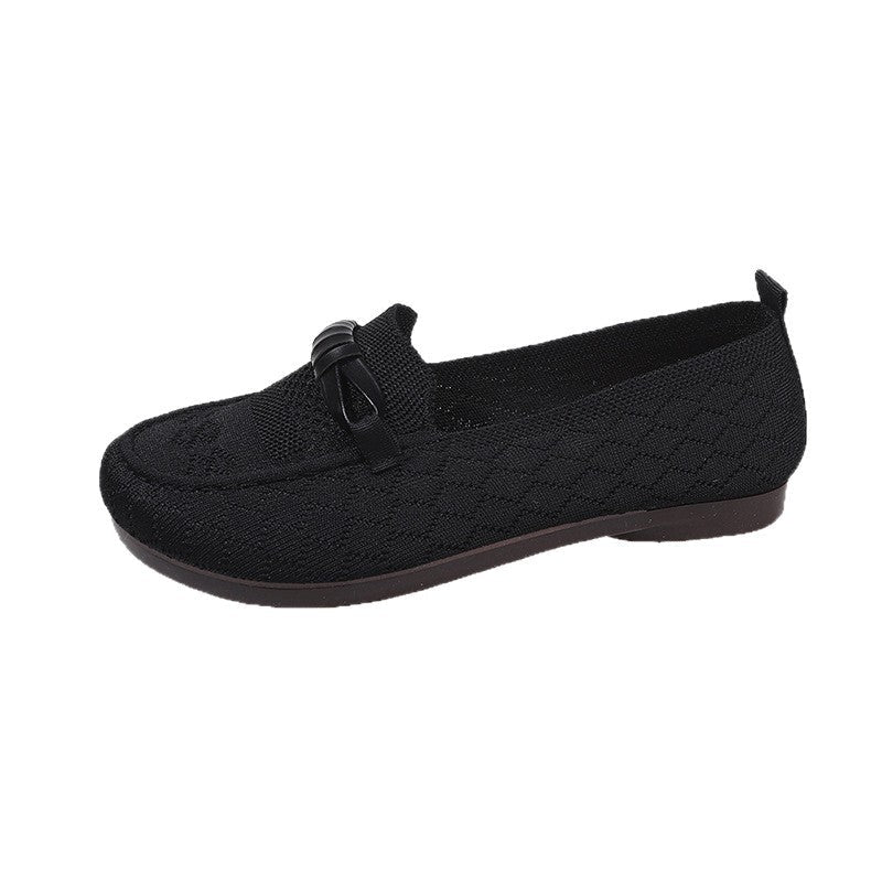 Damen Flache Mokassins mit elastischem Obermaterial und dekorativem Schleifen-Detail R&B