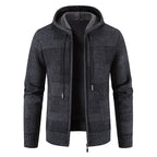 Herren Strickjacke mit Kapuze und modernen Strukturelementen R&B