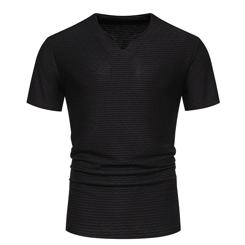 Herren V-Ausschnitt T-Shirt mit strukturiertem Design