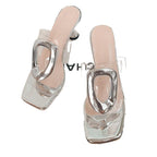 Damen Elegante Mules mit transparentem Riemendesign R&B