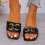 Damen Elegante Slip-On Sandalen mit dekorativer Schnalle R&B