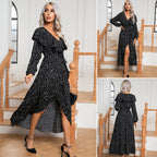 Damen Maxikleid mit Rüschenbesatz und Schlitz R&B