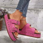 Damen Luftige Sandalen mit doppeltem Riemendesign und praktischen Schnallen R&B