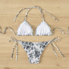 Damen Triangel-Bikini mit flexiblen Bändern und floralen Akzenten R&B