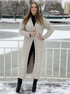 Damen Grobstrickmantel mit offenem Schnitt und praktischen Taschen R&B