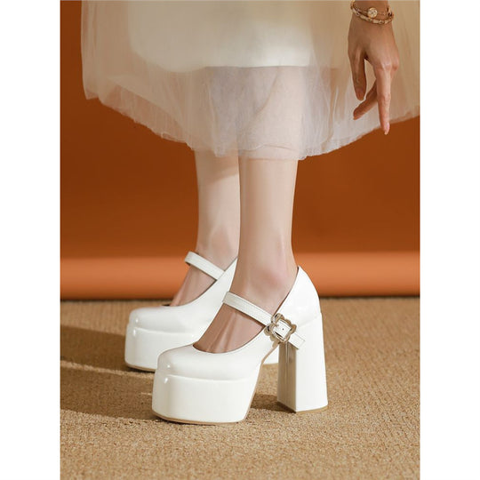 Damen Plateau-Pumps mit Rundschnürung und eleganter Schnalle R&B