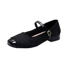 Damen Ballerina mit verstellbarem Riemen und glänzendem Zehenbereich R&B