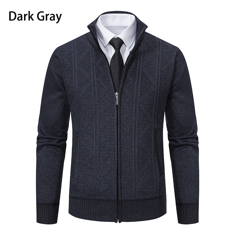Herren modische Strickjacke mit hohem Kragen und Reißverschluss R&B