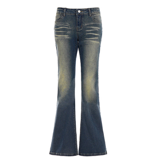 Damen Flared Jeans mit hohem Bund und schickem Used-Look R&B