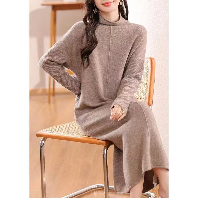 Damen Elegantes Strickkleid mit Rollkragen und Oversized-Schnitt R&B