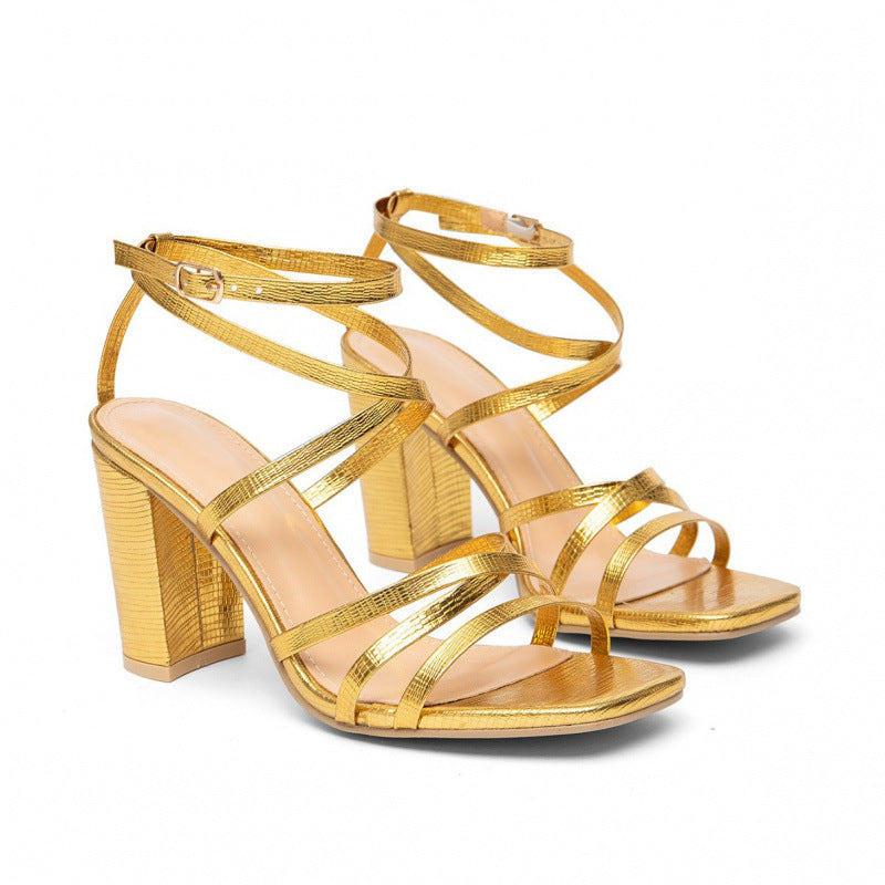 Damen Hochhackige Sandalen mit elegantem Riemchen-Design und Blockabsatz R&B