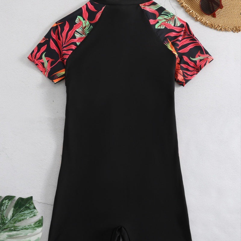 Damen Sportlicher Einteiler mit kurzem Ärmel und floralem Design R&B