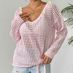 Damen luftiger Strickpullover mit floralem Dekor R&B