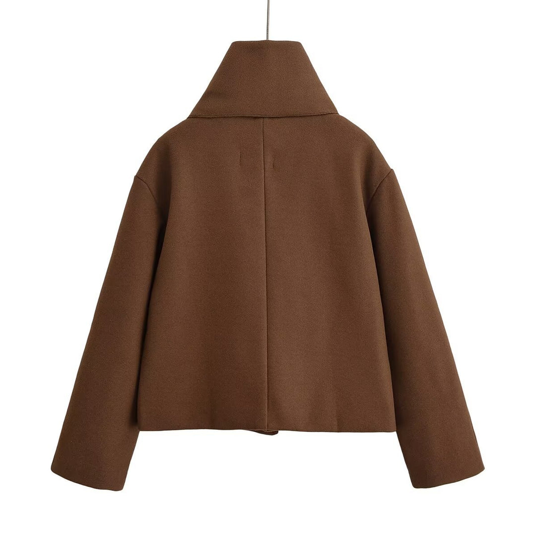 Damen elegante kurz geschnittene Jacke mit großem Kragen R&B