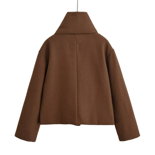Damen elegante kurz geschnittene Jacke mit großem Kragen R&B