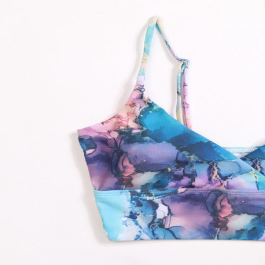 Damen Bikini-Set mit gekreuztem Oberteil und floralen Details R&B