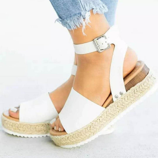 Damen Wedge-Sandalen mit elastischem Riemen und komfortablem Fußbett R&B