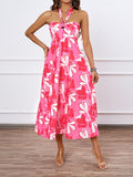 Damen Maxi Kleid mit schulterfreiem Design und Blumenmuster R&B